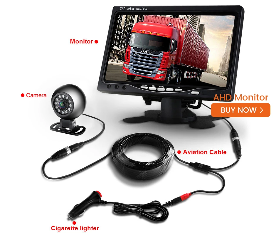Спеціальна GreenYi AHD1080P автомобільна камера круглої форми, водонепроникна HD камера з функцією нічного бачення на кронштейні, камера заднього виду для вантажівок, автобусів, мікроавтобусів - Зображення 6