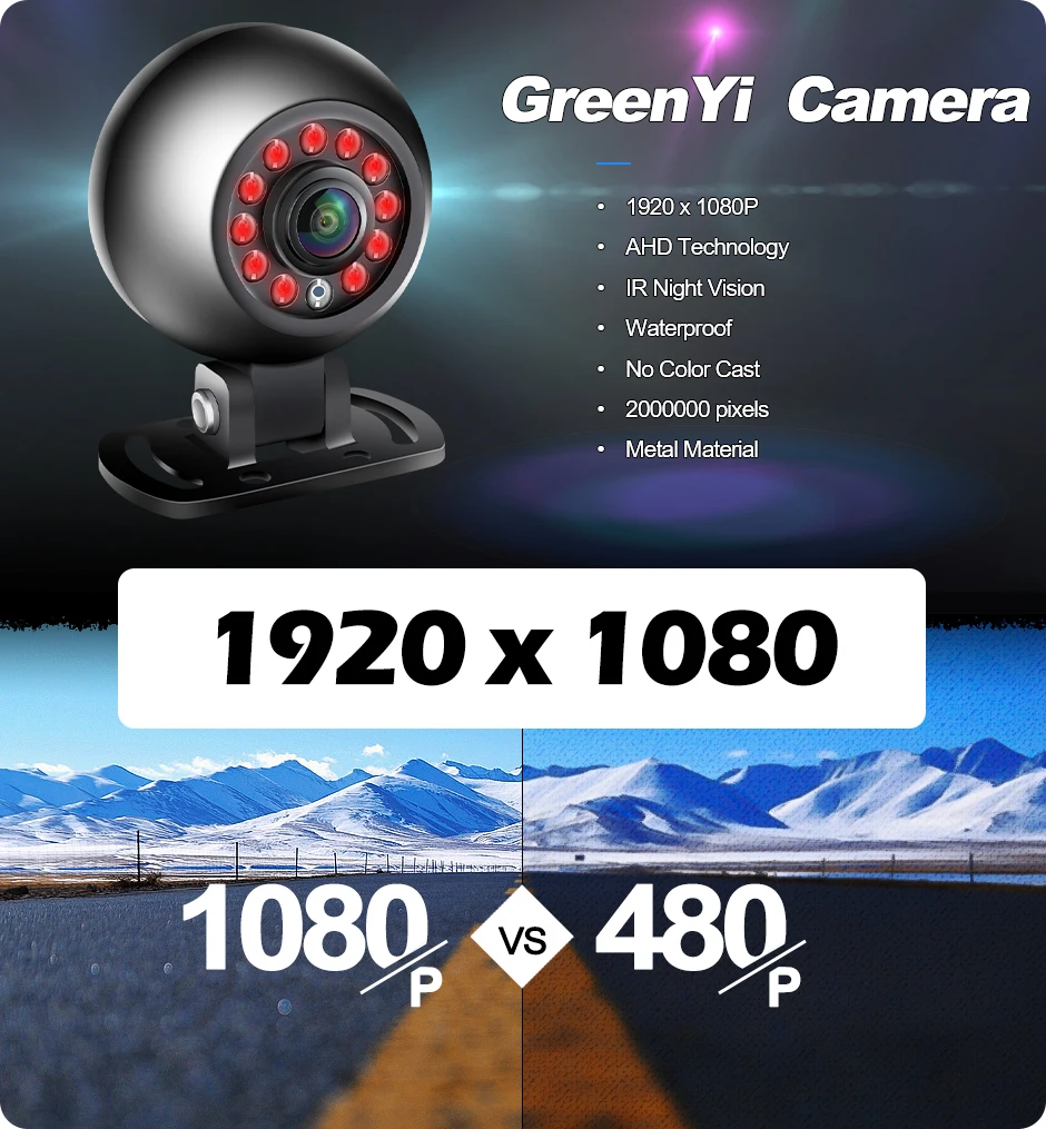 Спеціальна GreenYi AHD1080P автомобільна камера круглої форми, водонепроникна HD камера з функцією нічного бачення на кронштейні, камера заднього виду для вантажівок, автобусів, мікроавтобусів - Зображення 4
