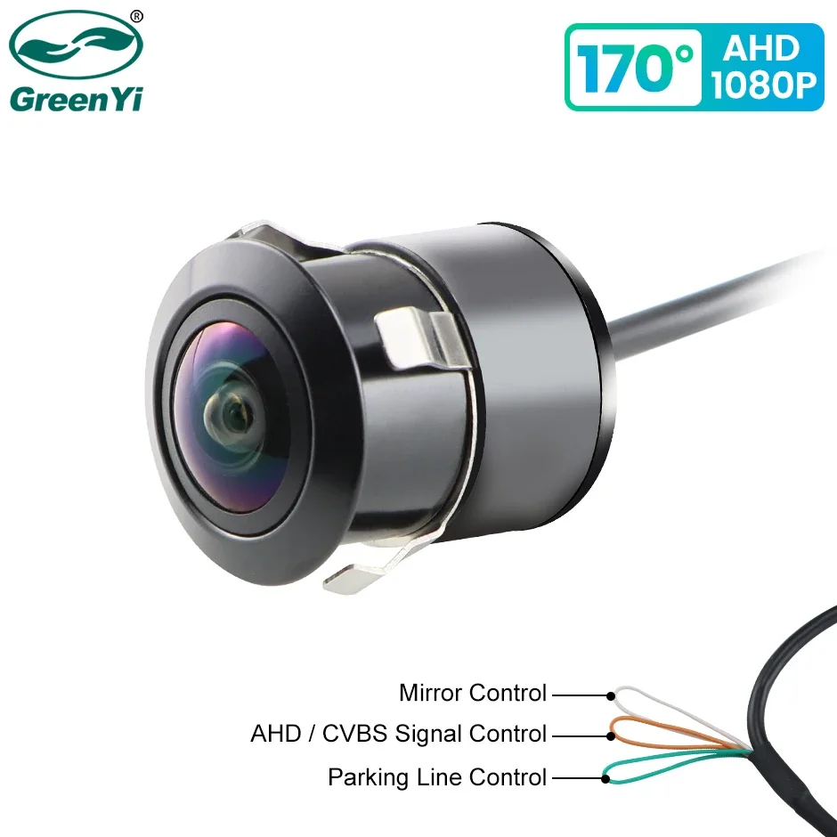 Автомобільна камера заднього виду універсальна GreenYi AHD1080P G301 (автомобільна передня камера заднього виду 170° об'єктив «риб'яче око», Full HD, функція нічногого бачення)