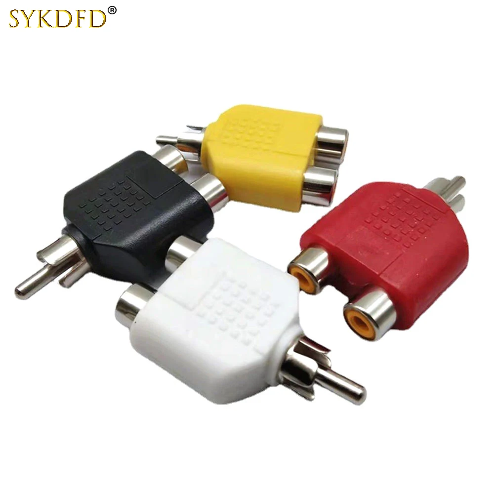 Комплект адаптерів RCA Lotus Color AV роз'єм. 1PCS RCA Y Спліттер AV аудіо-відео штекерний перетворювач 1 чоловічий на 2 жіночий.